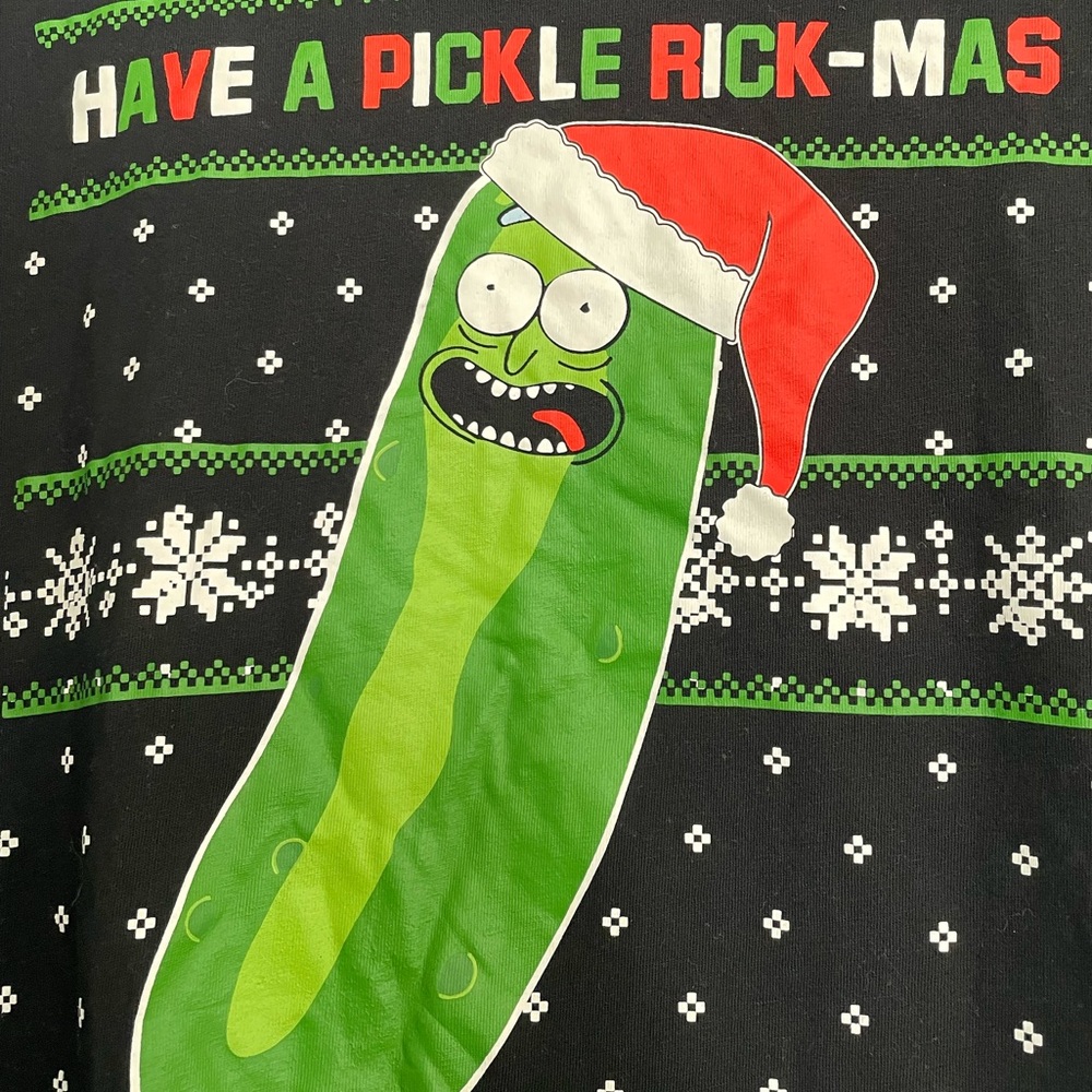 Rick and Morty Pickle Rick Christmas Long Sleeve Tee Mens XXL Black Cotton Funny - Picture 15 of 16